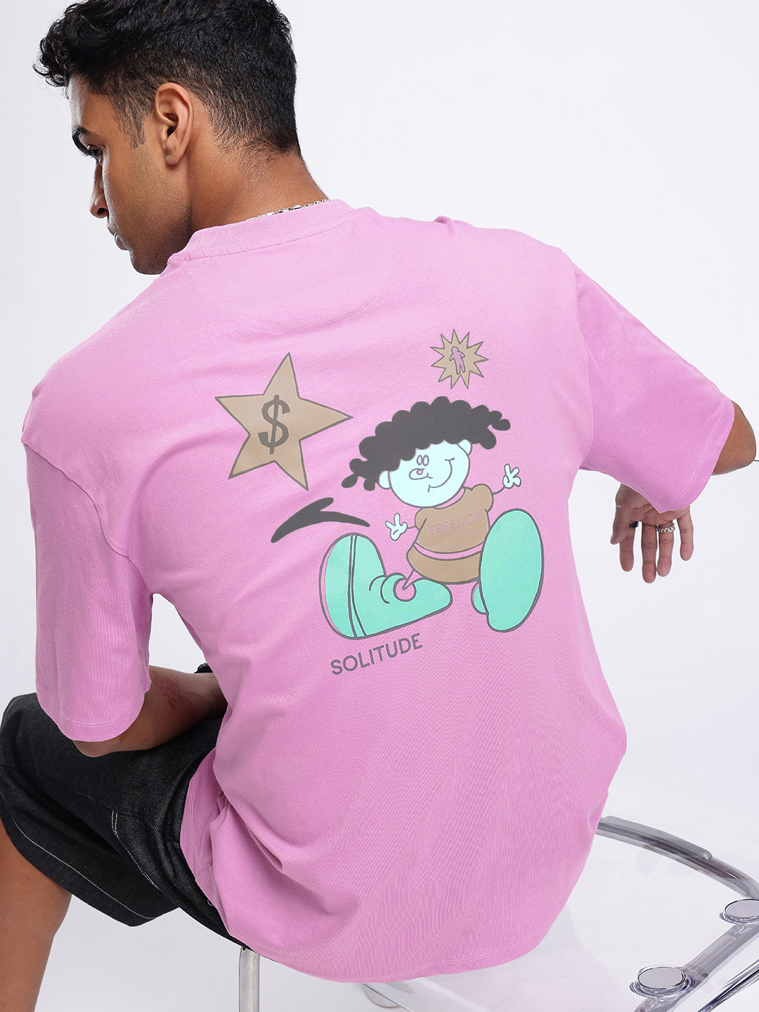 glitchez Graphic Printed Relaxed Fit T-shirt