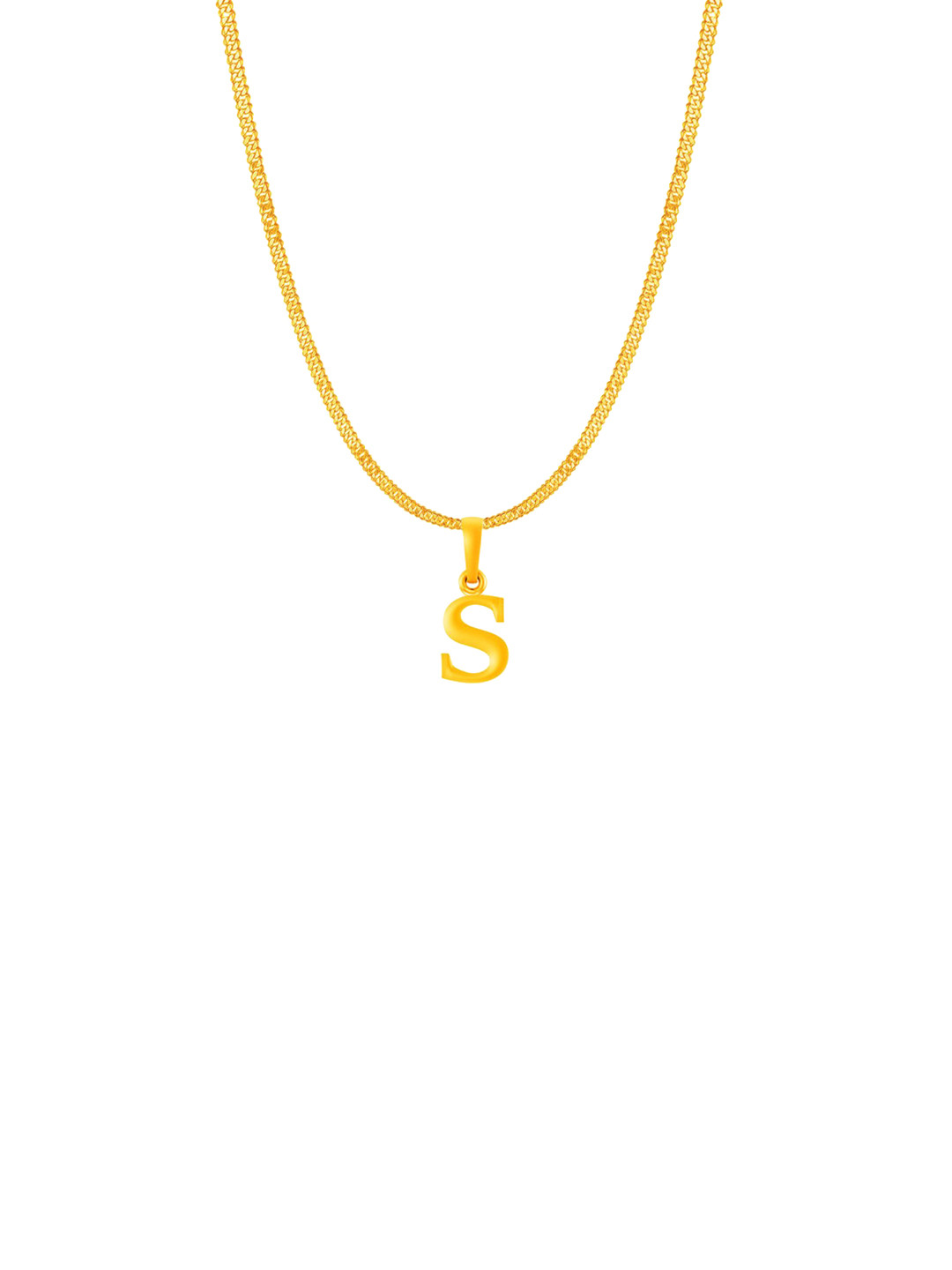 Metronaut Men 92.5 Sterling Silver 22KT Gold-Plated S Alphabet Pendant with Curb Chain