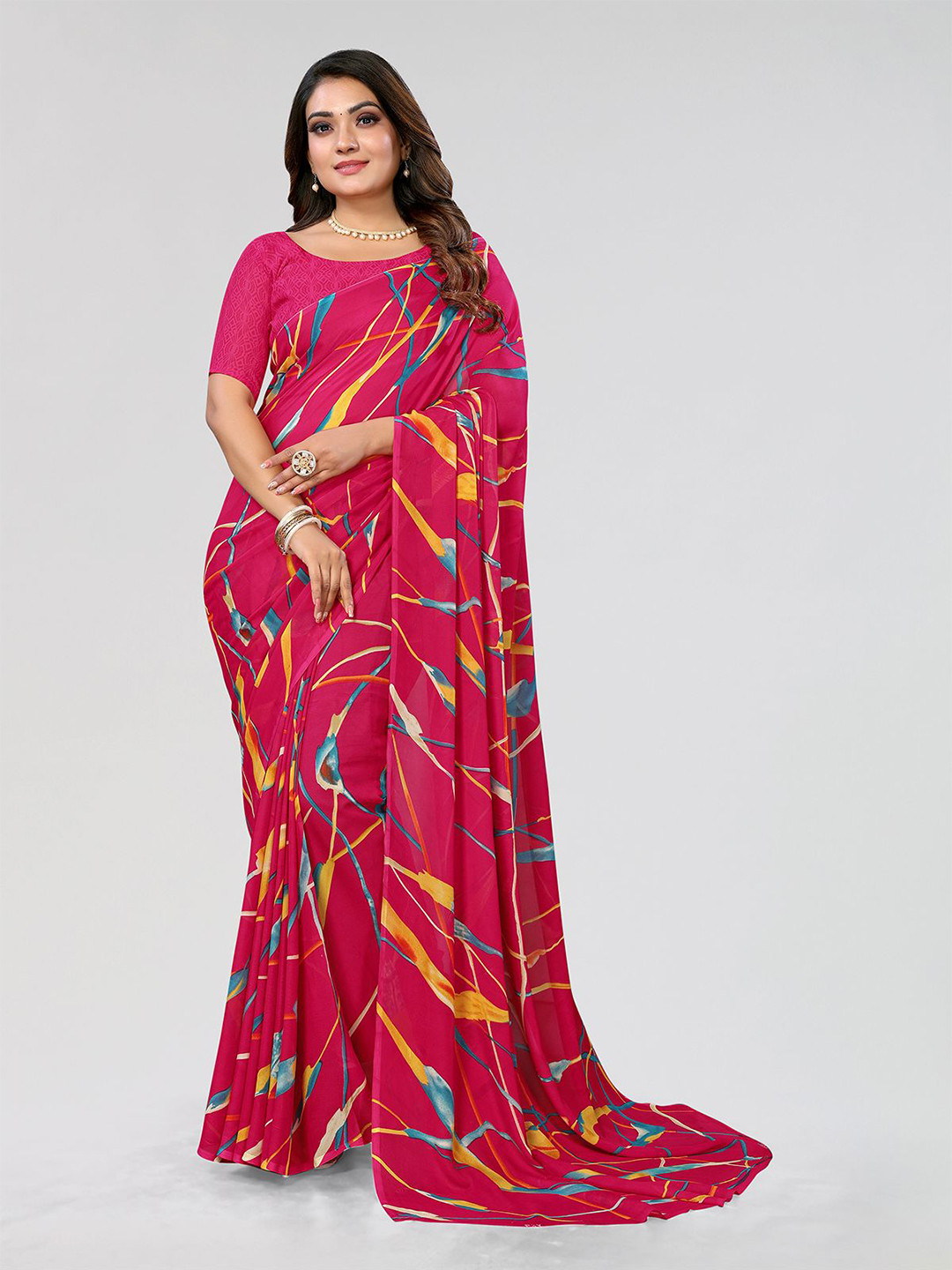 Moda Rapido Abstract Printed Saree With No Border