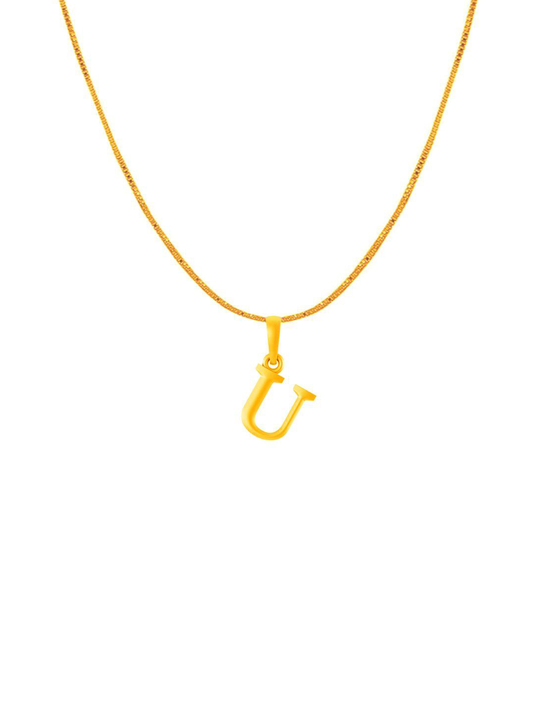 Metronaut 925 Sterling Silver 22KTGold-Plated U Alphabet Pendant With Box Chain