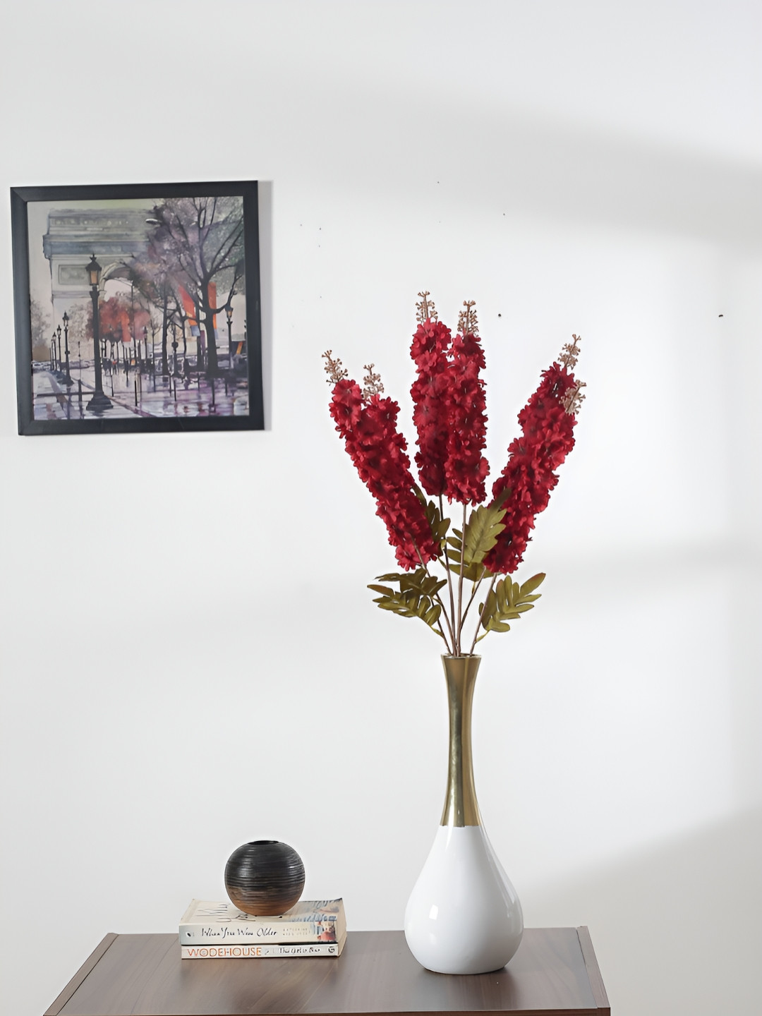 ARICK DECOR Red 2 Pieces Chrysanthemum Artificial Plant