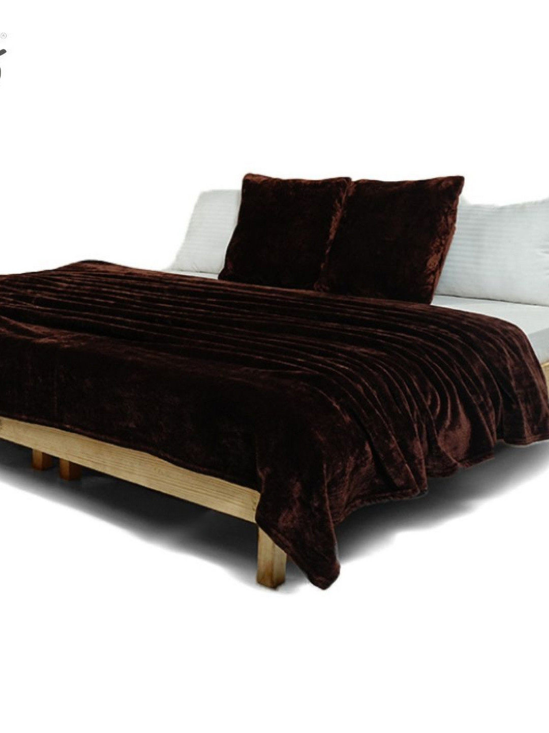 Zarf Coffee Brown Microfiber AC Room 300 GSM Double Bed Blanket With Two Cushion Covers