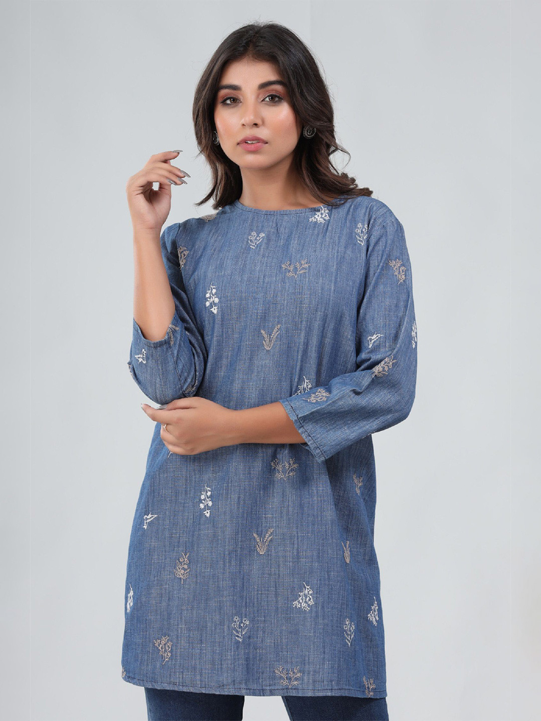 Billion Floral Denim Kurti