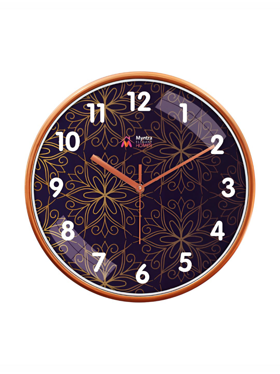 Myntra Elegant Homes Rose & Navy Blue Textured Contemporary Wall Clock