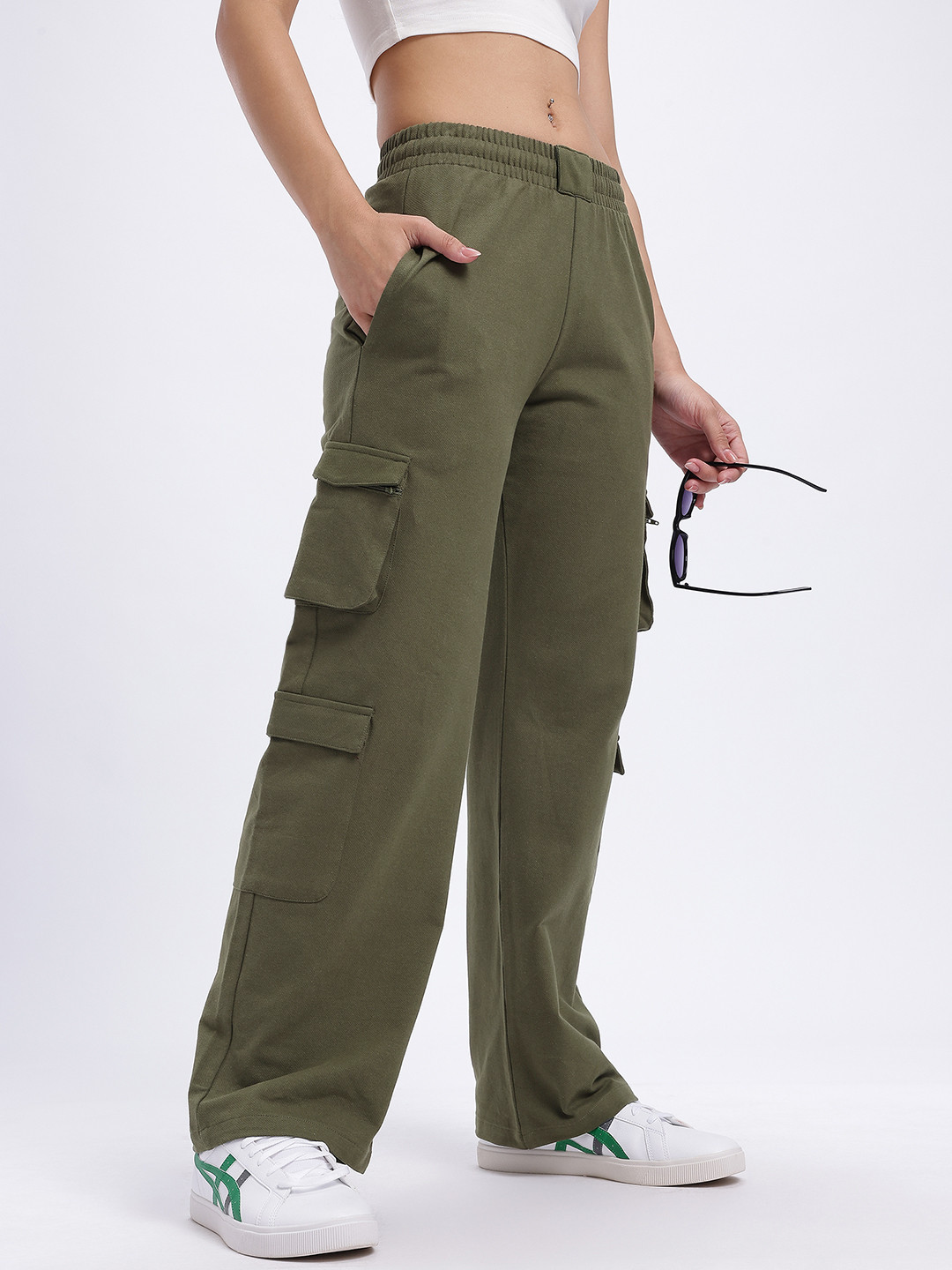 glitchez Women Comfort Basics Parachute Cargo-Style Track Pants