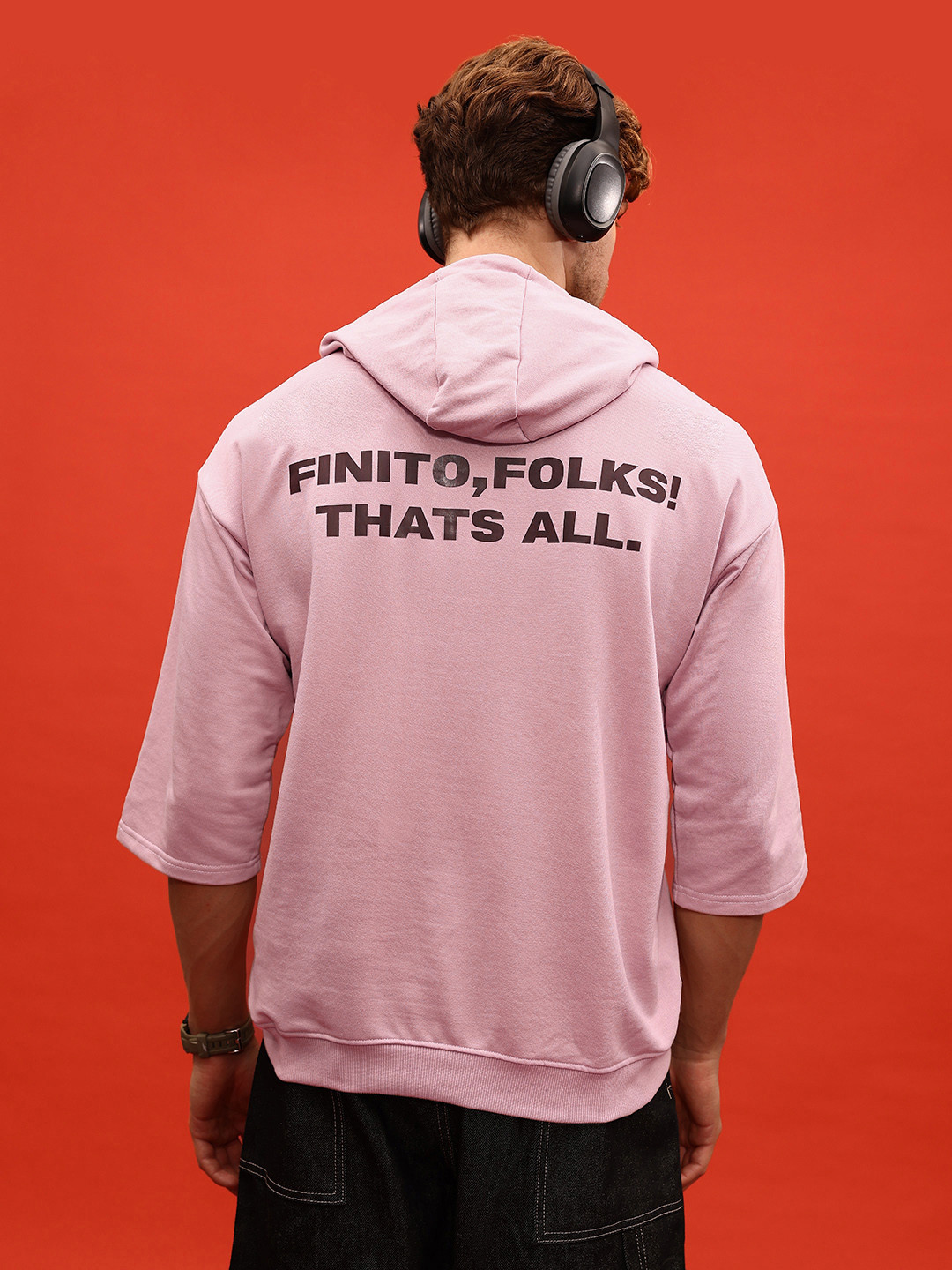 glitchez Hooded Oversized Drop-Shoulder Short Sleeve Sweatshirt