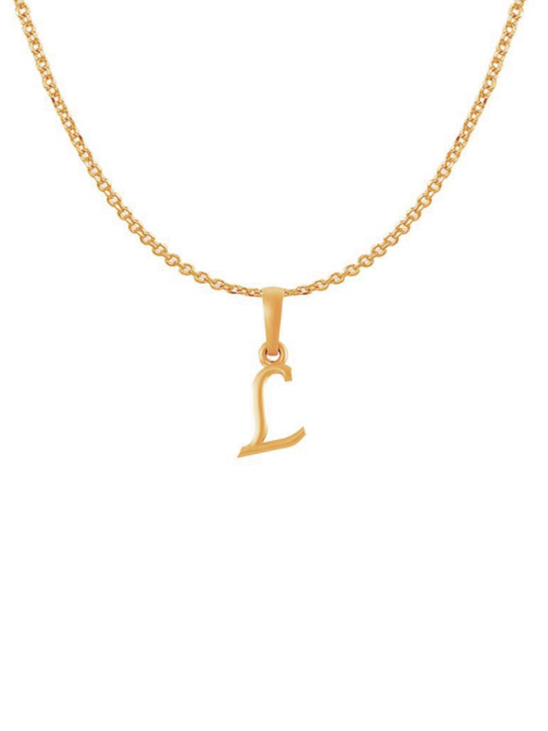 Metronaut Men 925 Sterling Silver 22KTGold-Plated L Alphabet Pendant With Anchor Chain