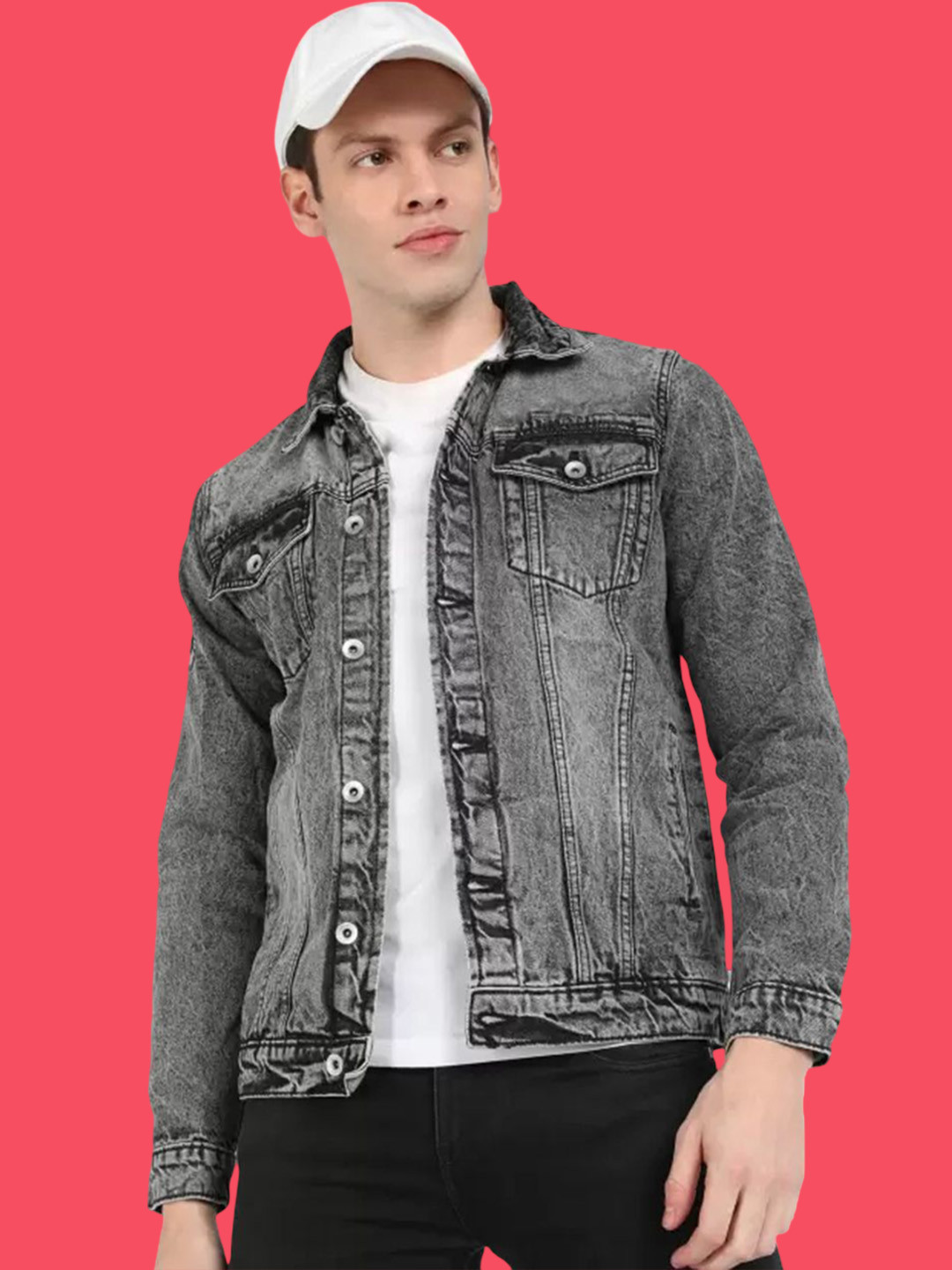 KLIZEN Men Collarless Denim Jacket