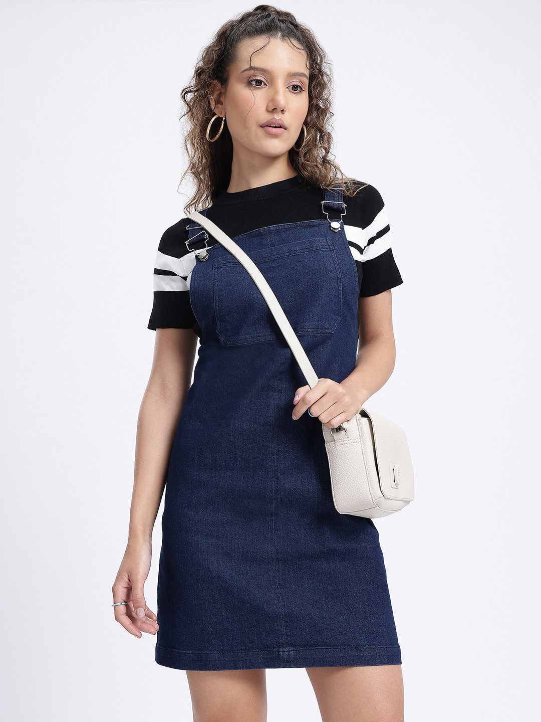 glitchez Denim With Pocket Pinafore Dress