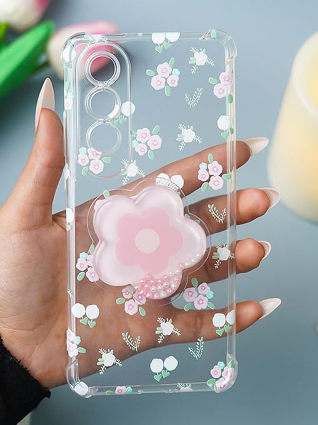 PEEPERLY Floral Back Cover Case for OnePlus Nord CE 4 Lite With Floral Popsocket