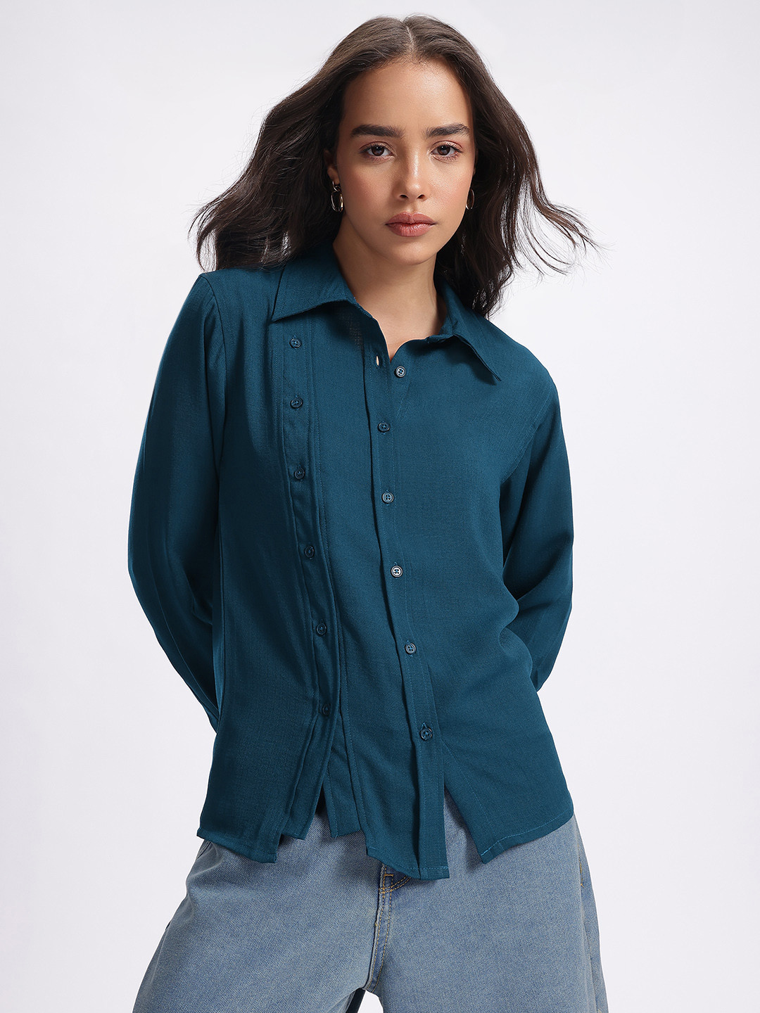 glitchez Double Placket Regular Fit Shirt