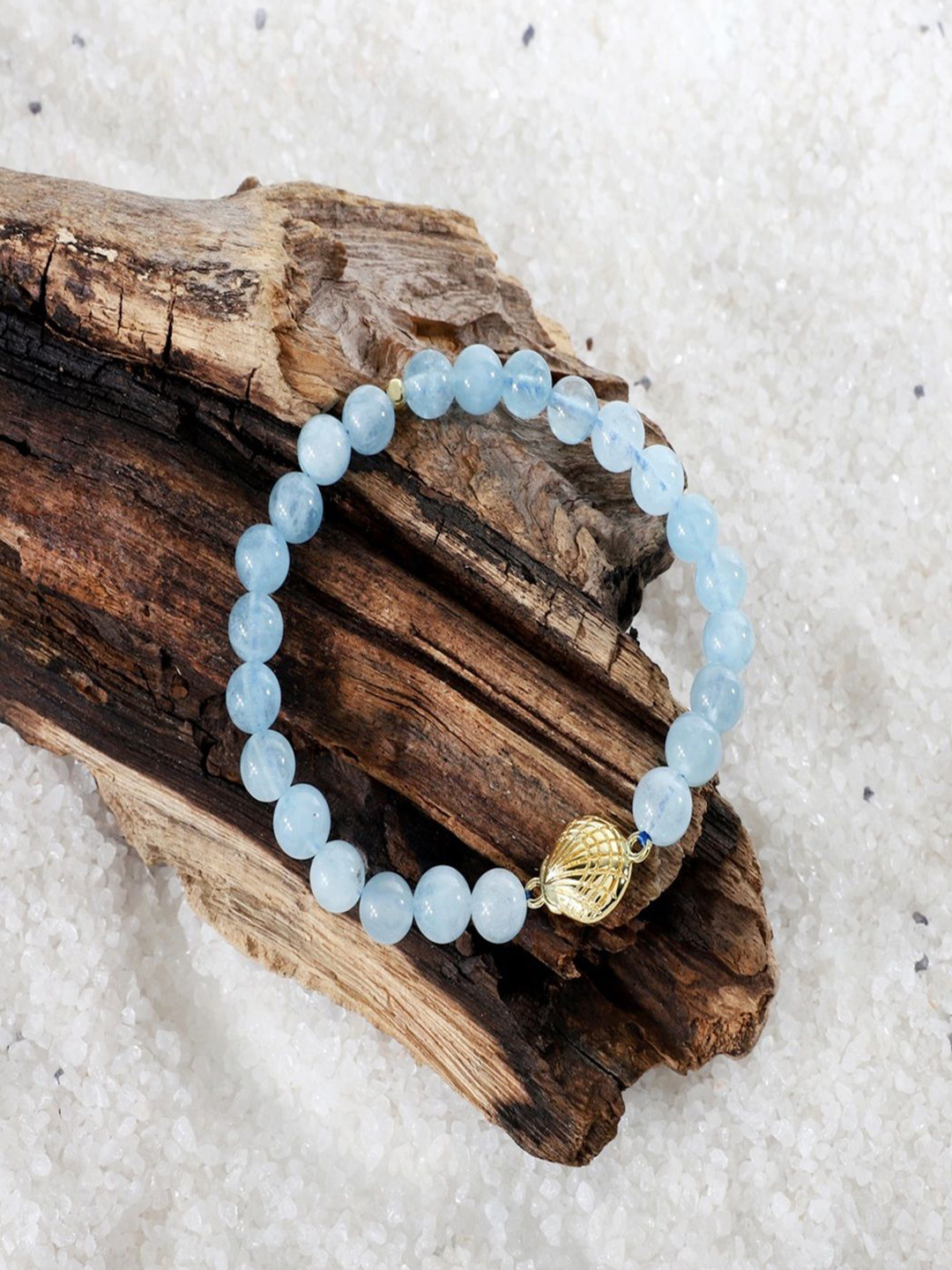 Nirvana Unisex Sterling Silver Aquamarine Handcrafted Gold-Plated Bracelet