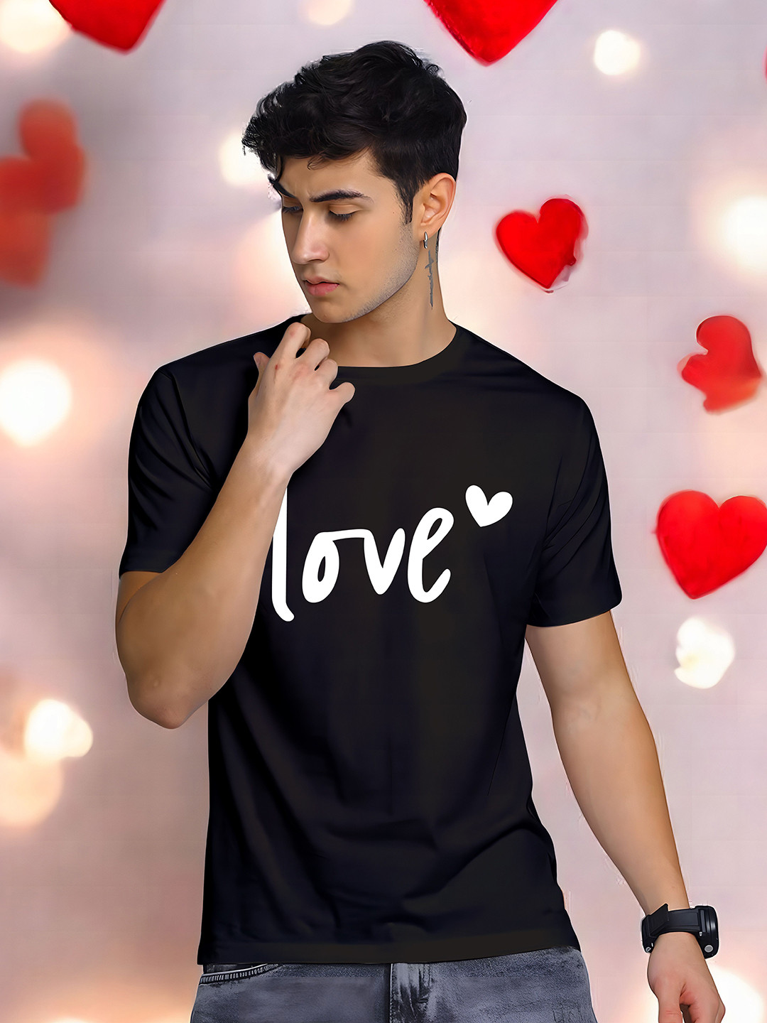 Triptee Men Typography Printed Pure Cotton Applique T-shirt