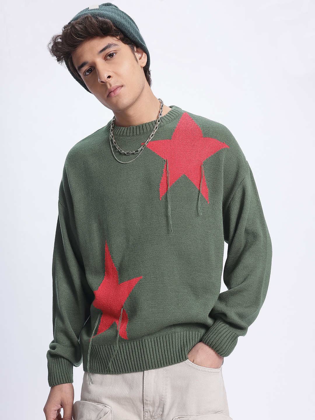 glitchez Fringe Touch Drop-Ease Sweater