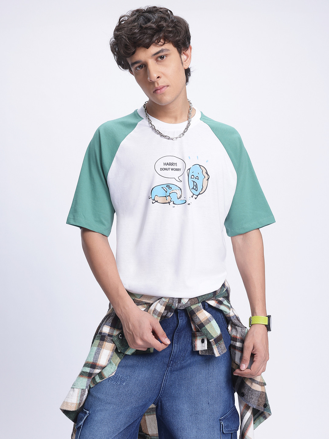 glitchez Conversational Printed Oversized T-shirt