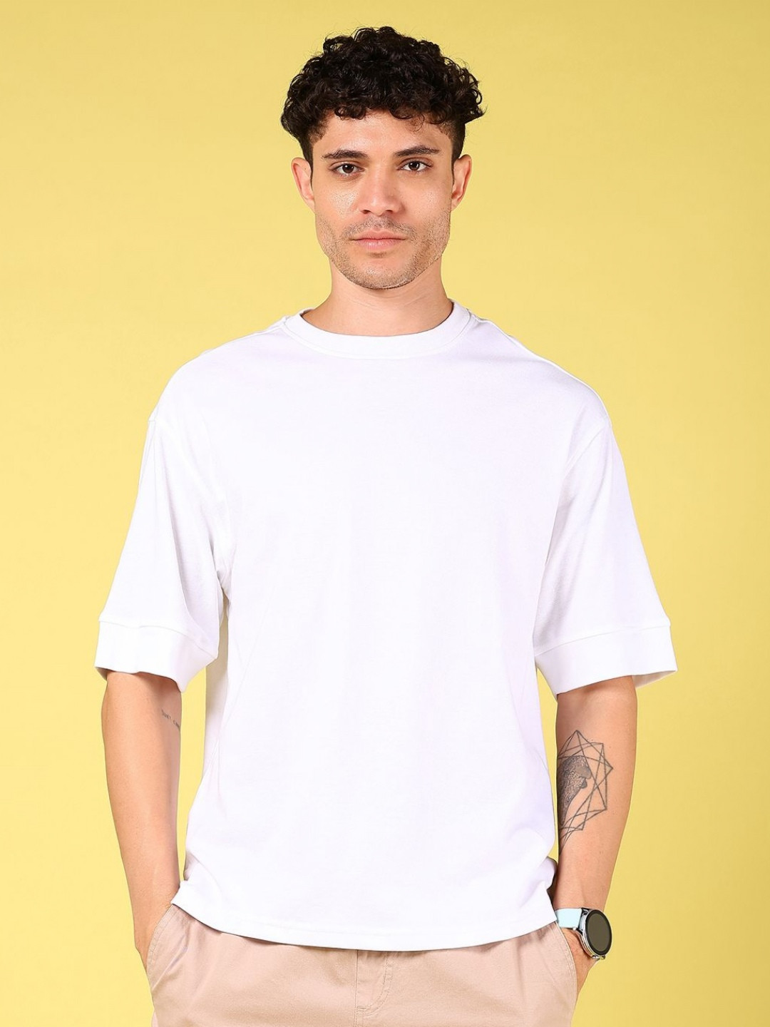 V-Mart Men Solid Interlock Round Neck T-shirt