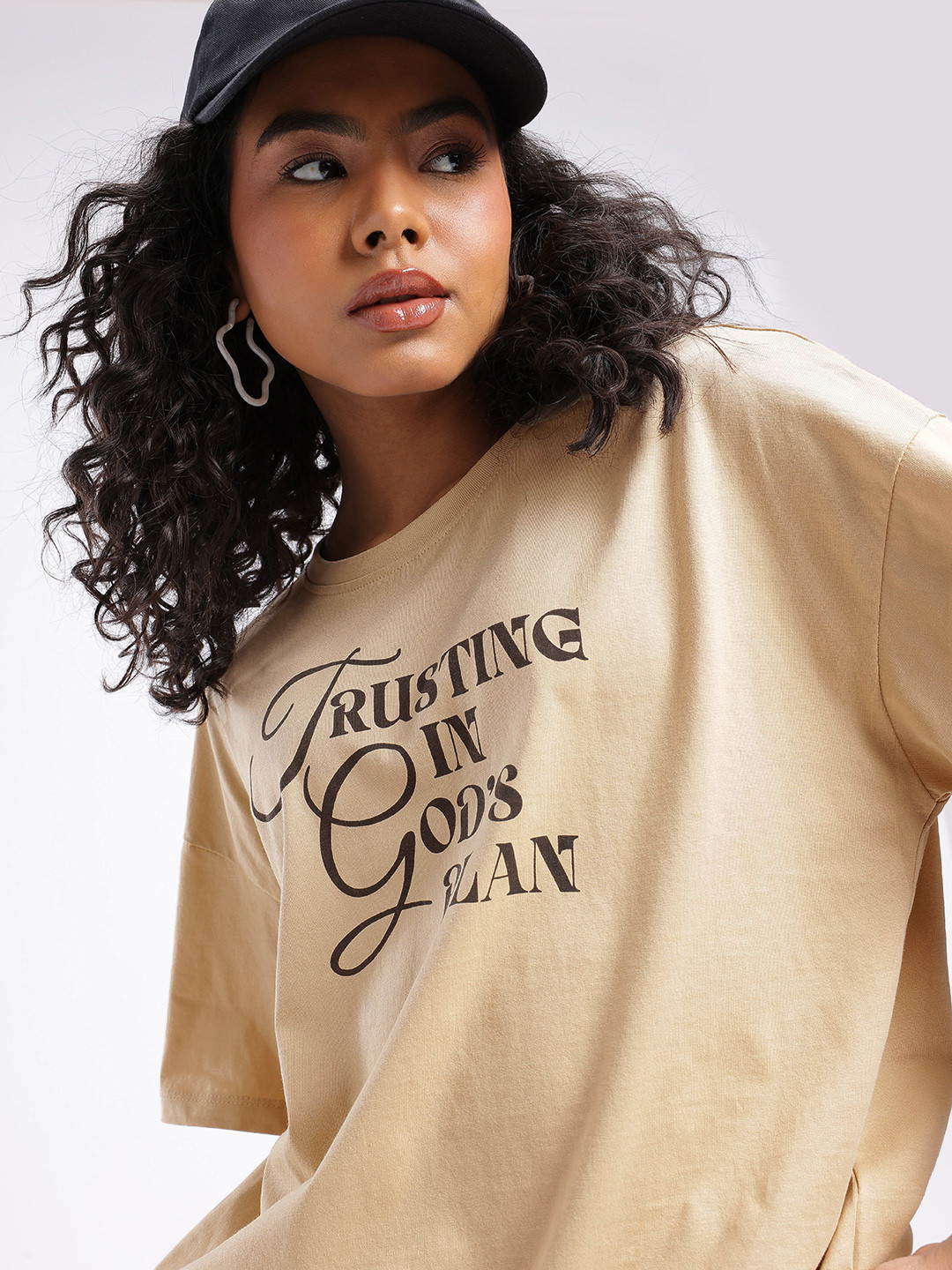 glitchez Typography Printed Oversized T-shirt