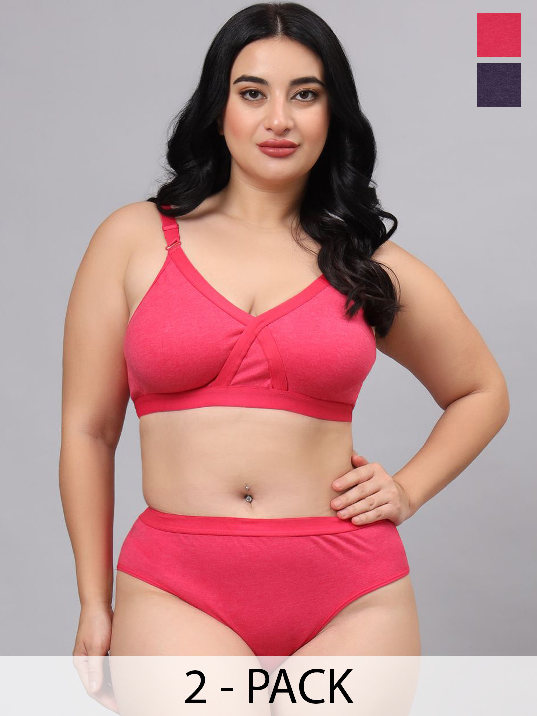 Designer Bugs Pack Of 2 Cotton Non Padded Lingerie Sets LS-ZAN-P-PR-30B