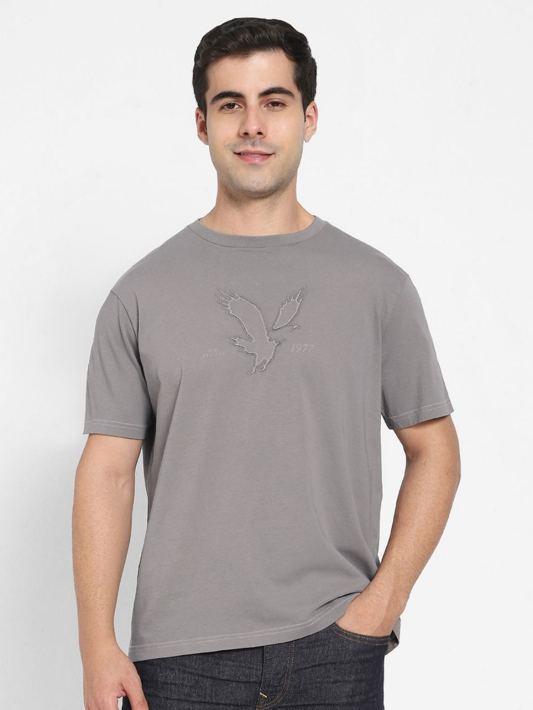 AMERICAN EAGLE OUTFITTERS Men Brand Logo Print Slim Fit T-shirt