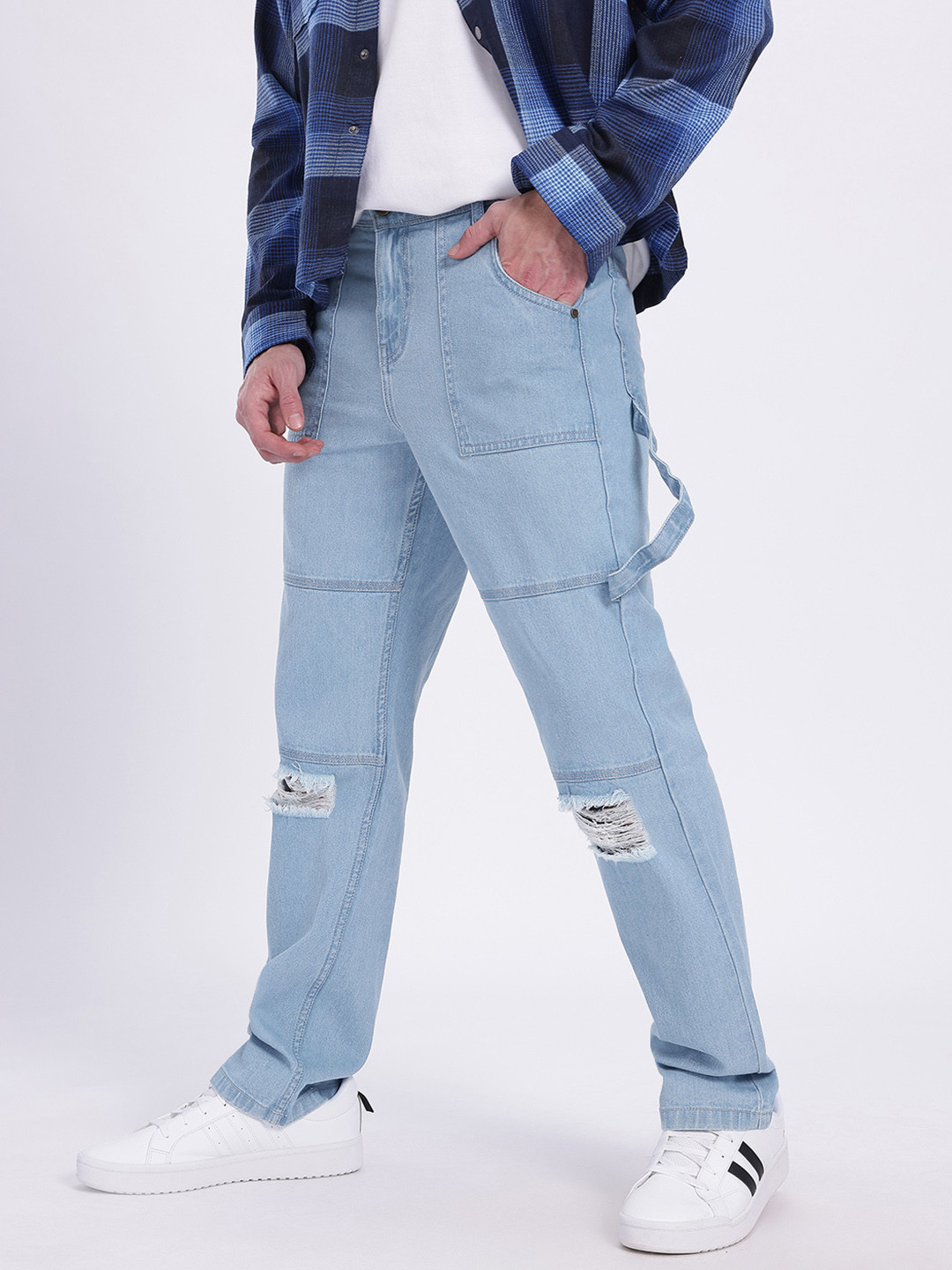 glitchez Men Raw Edge Ripped  Regular Fit Jeans