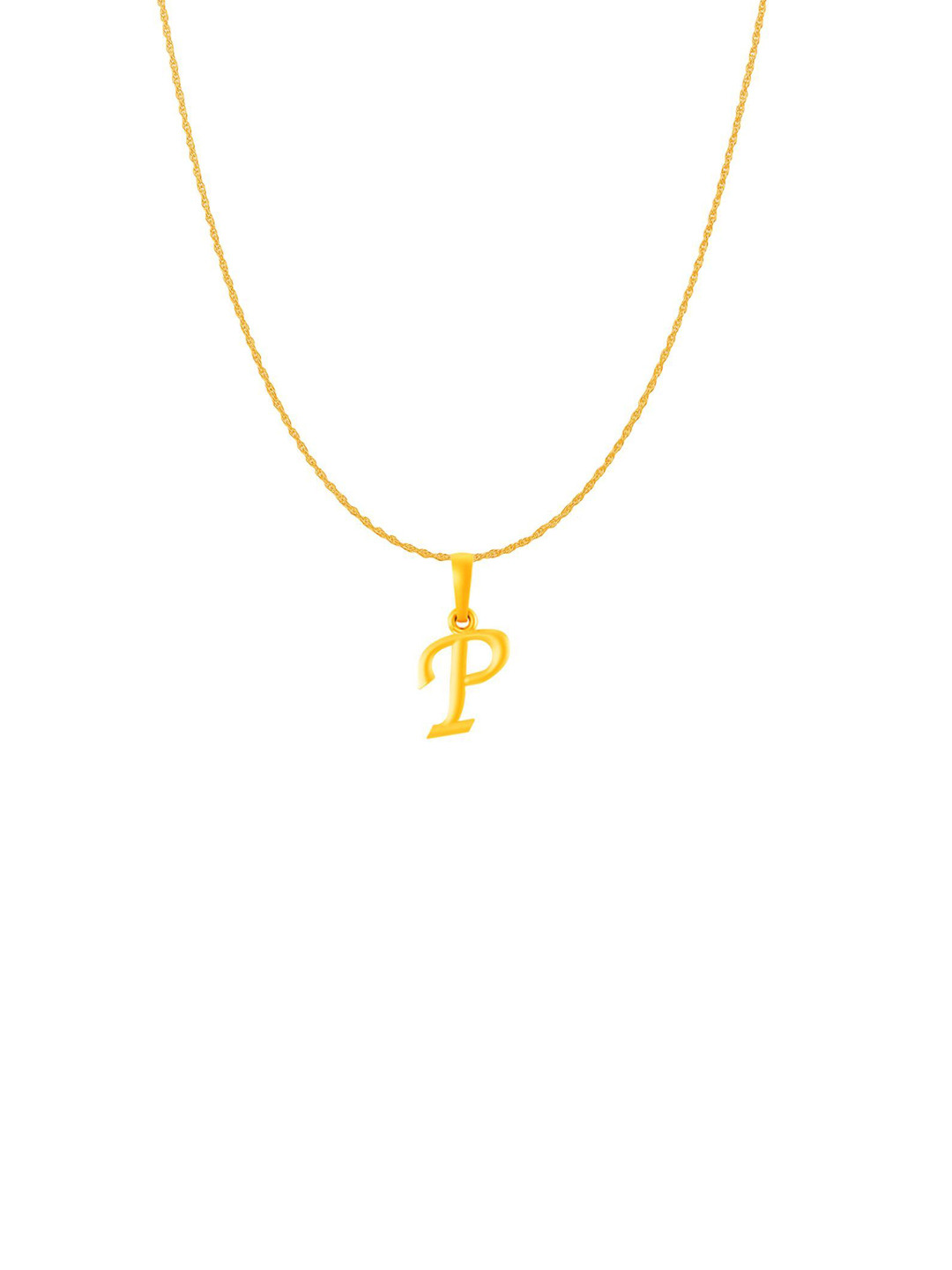 Metronaut Men 925 Sterling Silver 22KTGold-Plated P Alphabet Pendant With Rope Chain