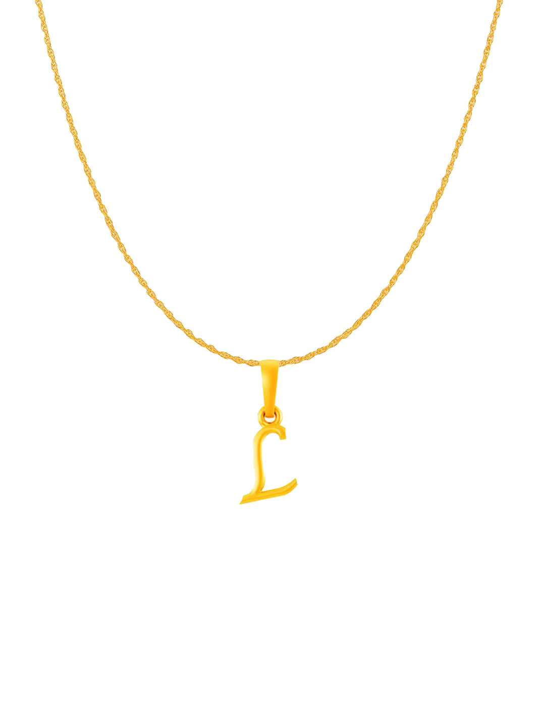 Metronaut Men 925 Sterling Silver 22KTGold-Plated L Alphabet Pendant With Roe Chain