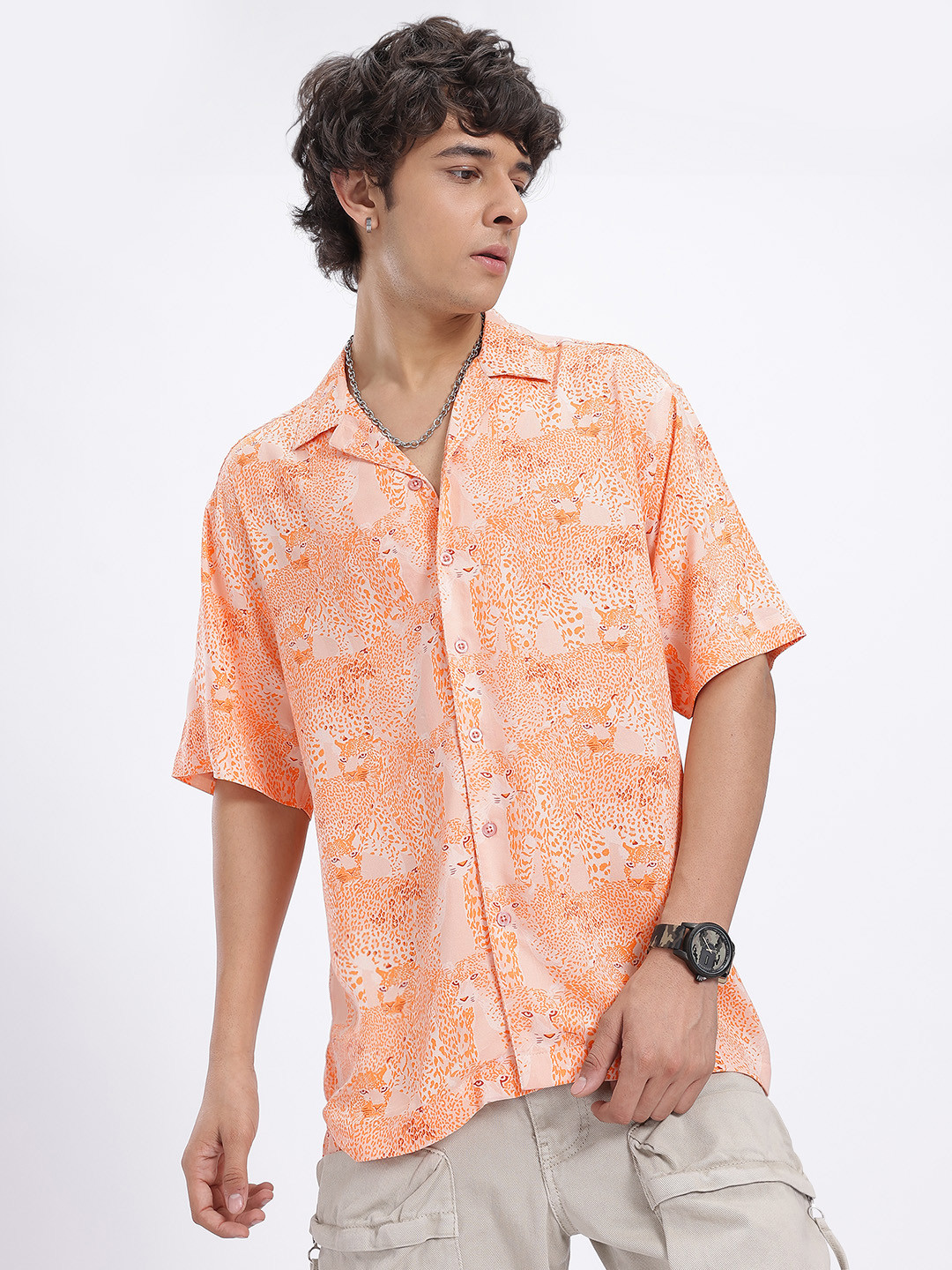 glitchez Animal Print Relaxed Shirt