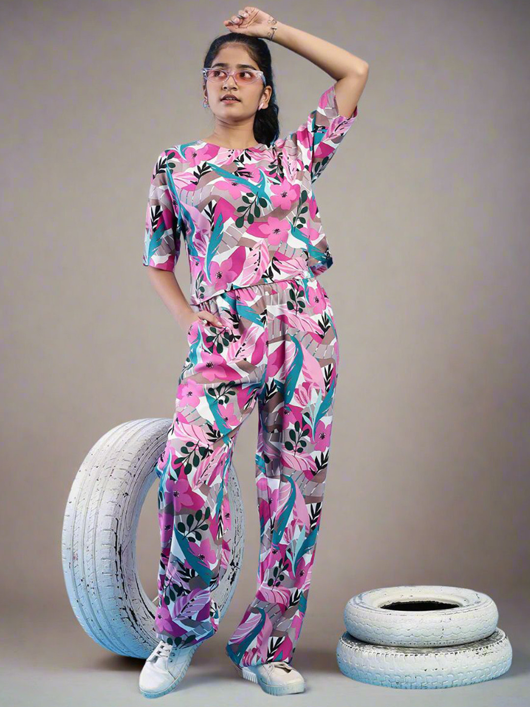 TeenTrums  Floral Printed Top and Jogger Co-Ord Set