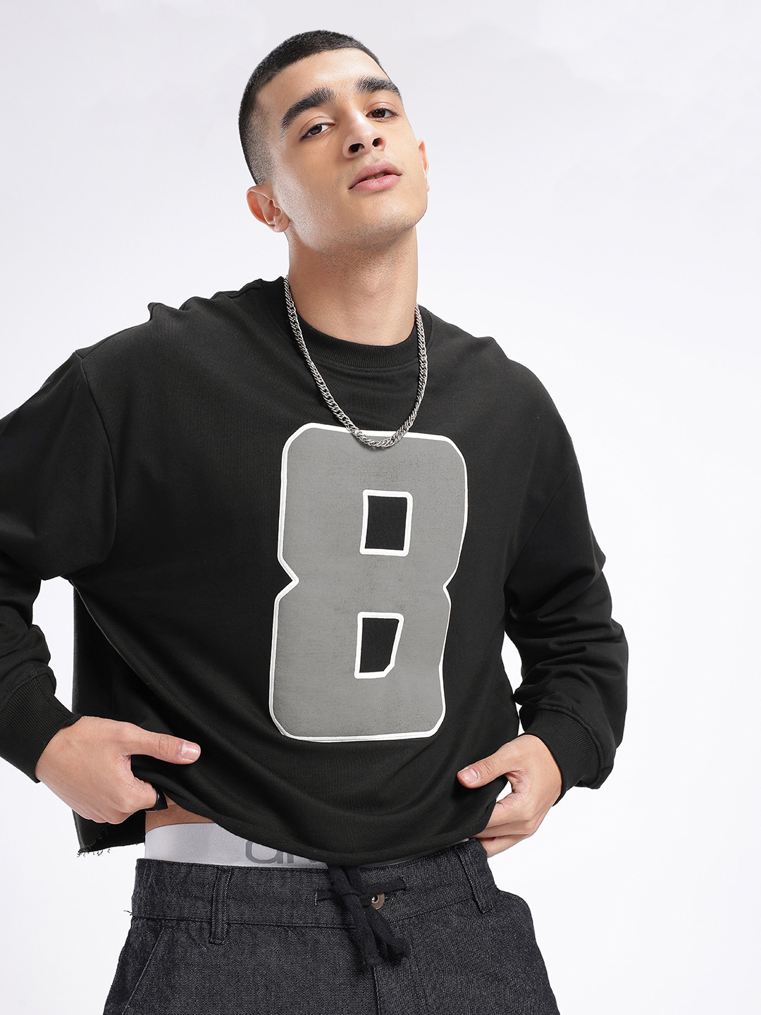 glitchez Retro Rally Printed Cotton Terry Relaxed Fit Sweatshirt