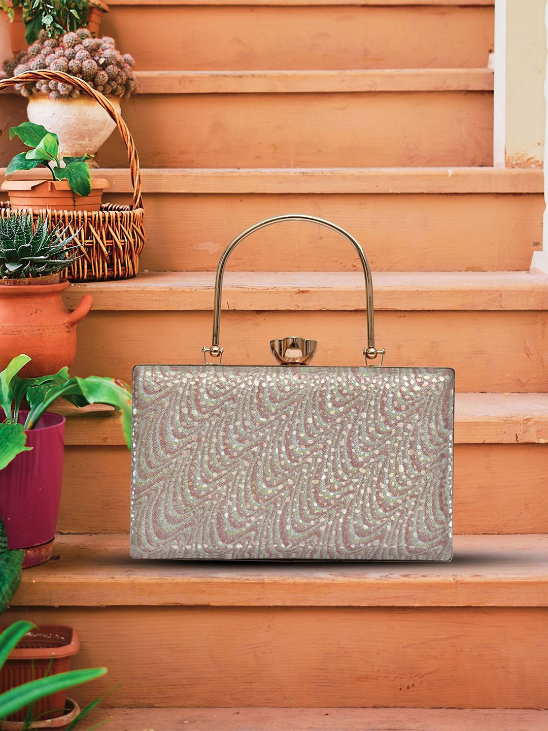 FOR THE BEAUTIFUL YOU Glossy Embroidered Clutch