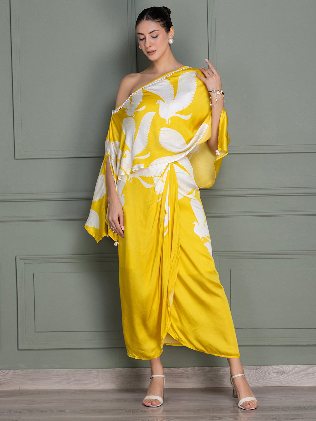 SEW Bird Flock Top With Dhoti Skirt Co-Ords