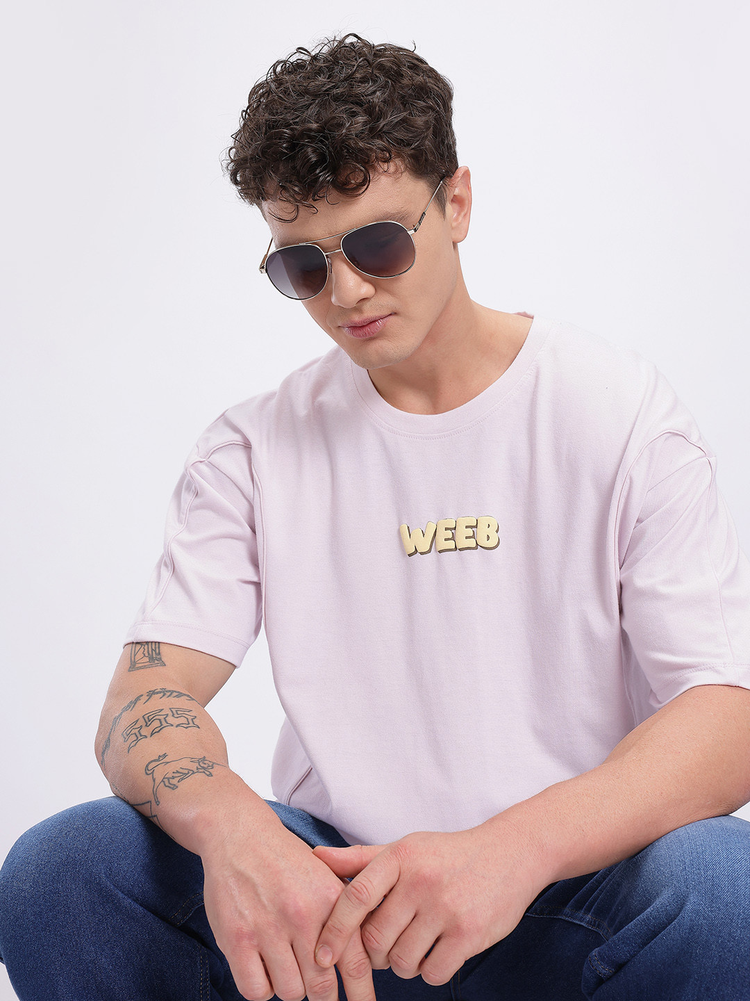 glitchez Puff Print Detail Relaxed Fit T-shirt