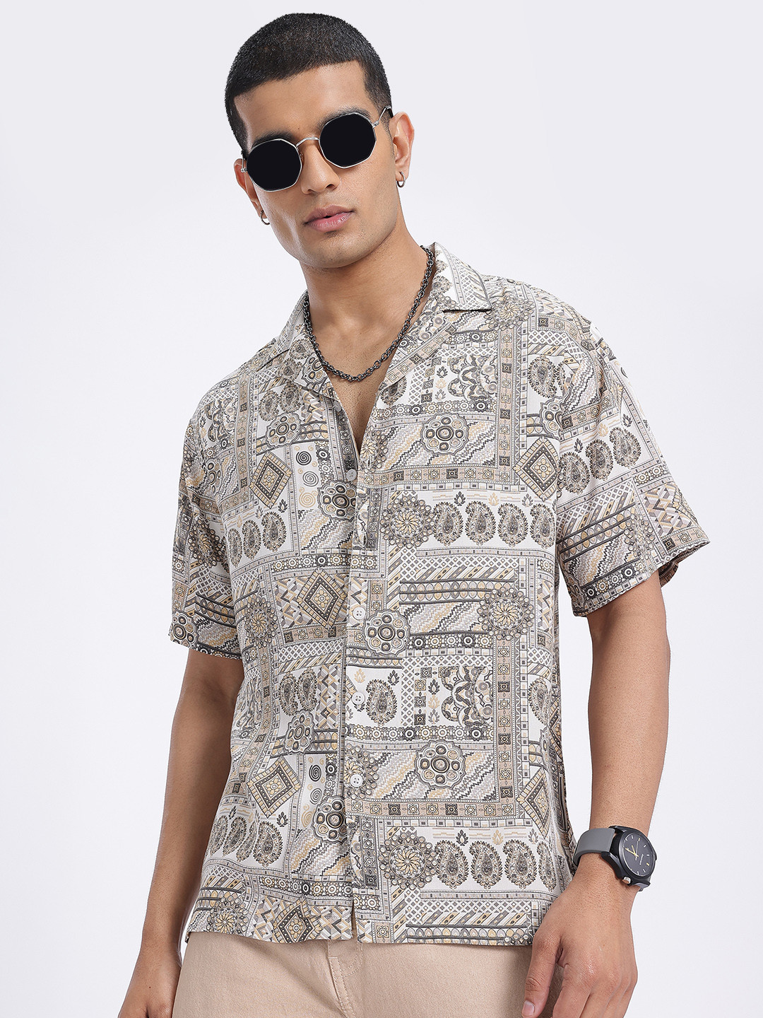 glitchez Paisley Print Relaxed Shirt