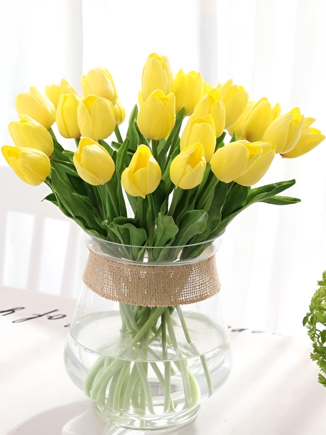 Chitra Artworks Yellow 5 Pieces Tulip Artificial Flower
