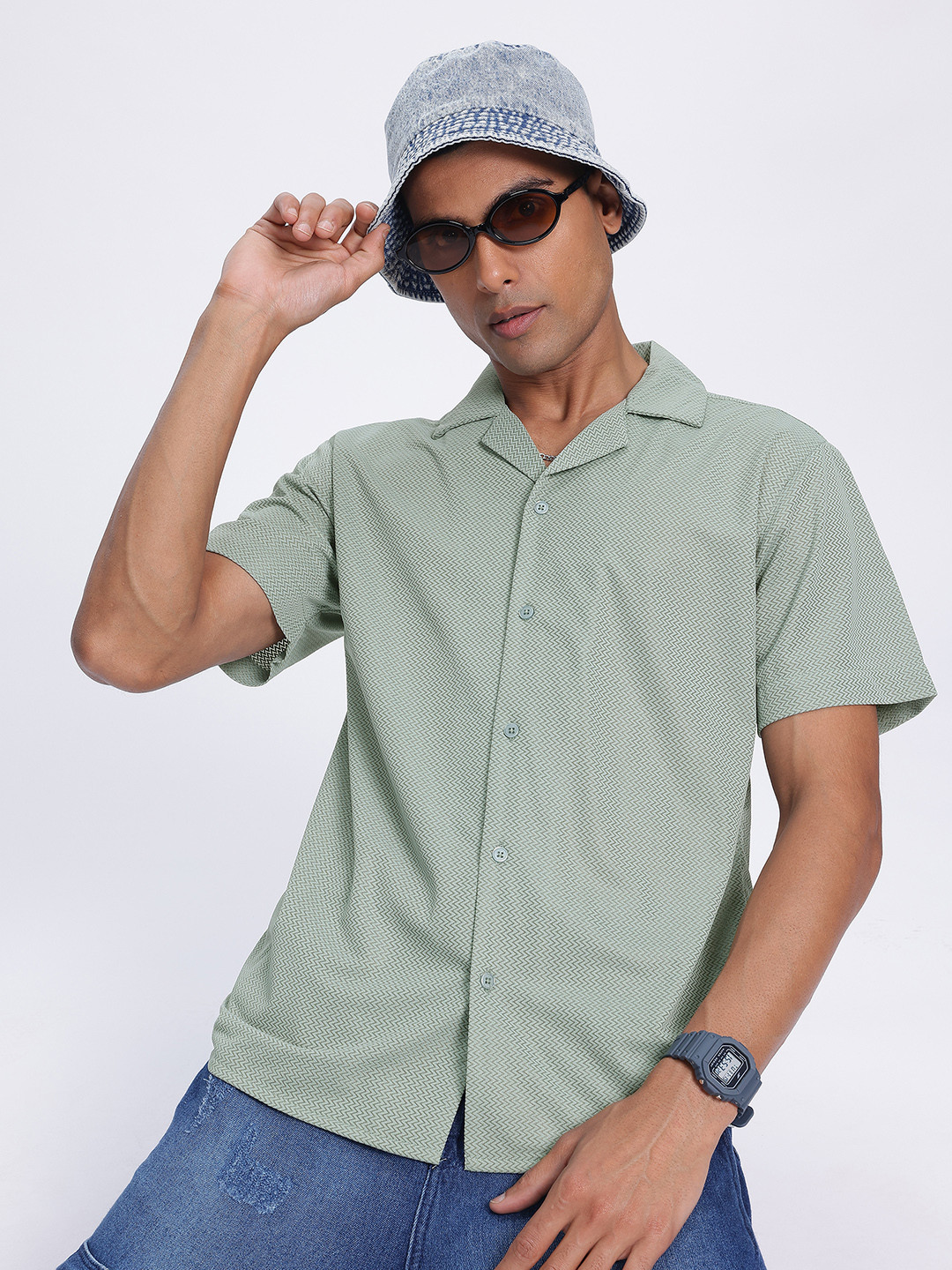 glitchez Zig Flow Chevron Textured Shirt