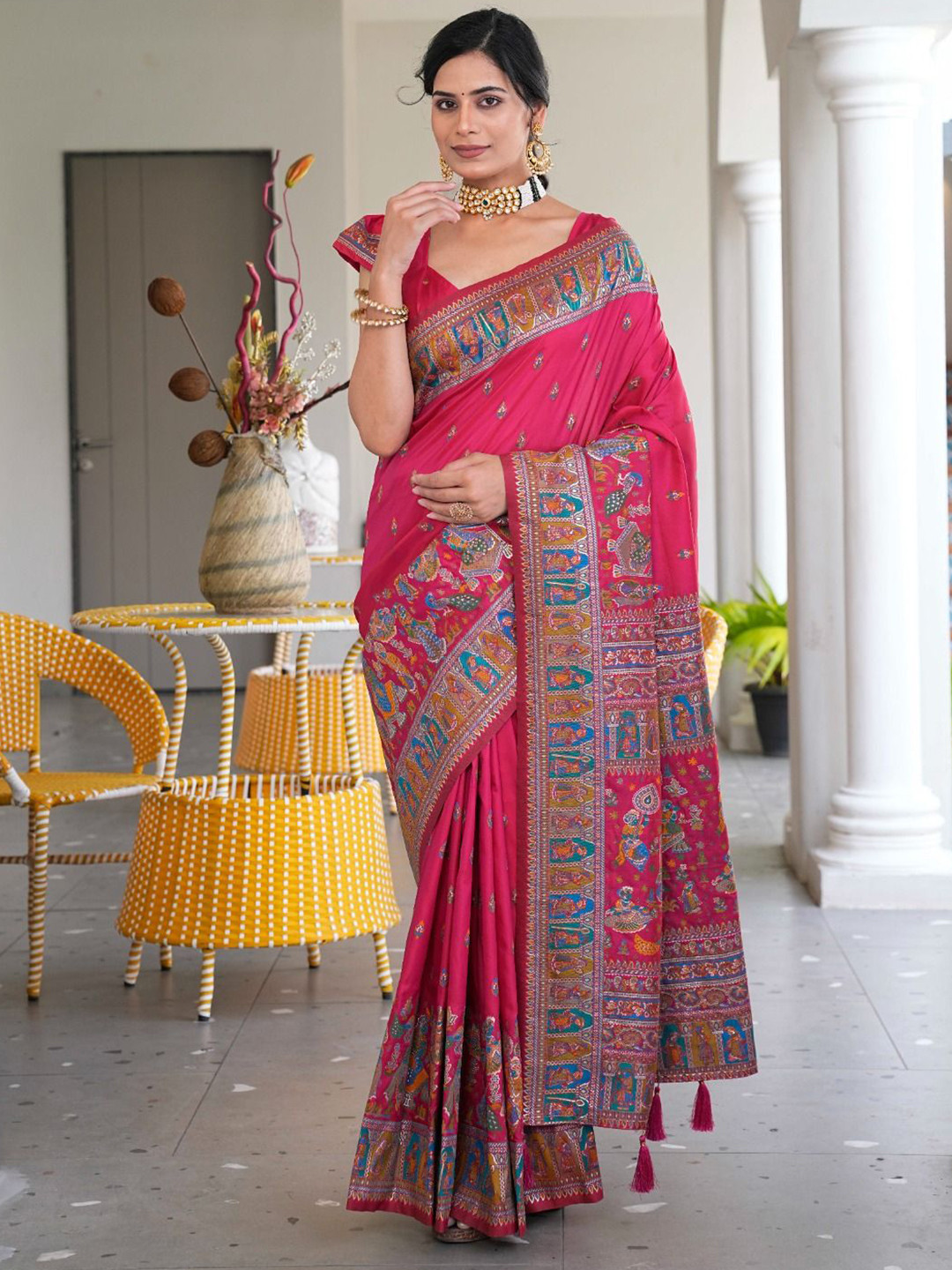 LeeliPeeri Designer Ethnic Motifs Paithani Saree With Unstitched Blouse Piece
