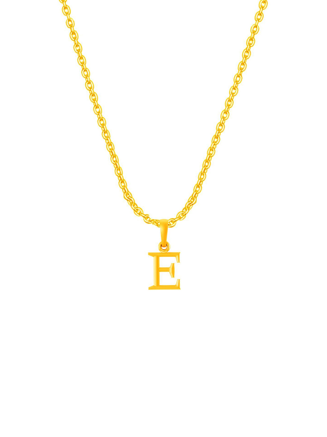 Metronaut Men 92.5 Sterling Silver 22KT Gold-Plated E Alphabet Pendant with Anchor Chain
