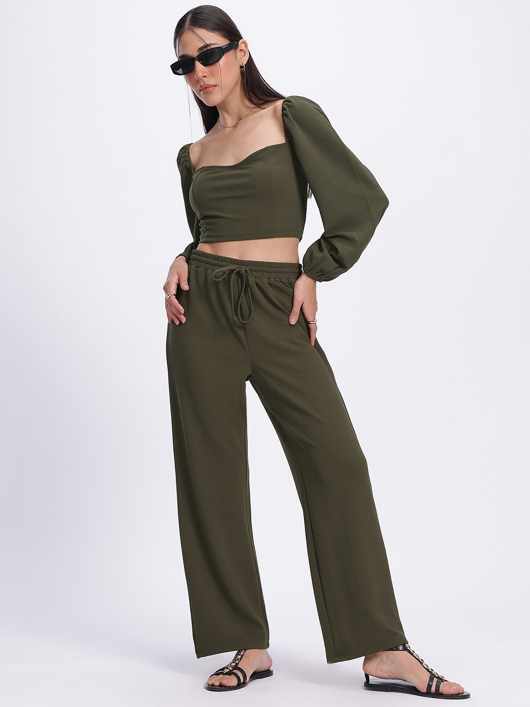 glitchez Everyday Basics Smocked Back Textured Co-Ords