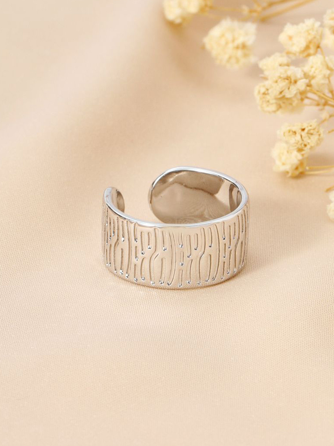 SALTY Women & Girls Serpent Skin Silver Stylish Adjustable Finger Ring