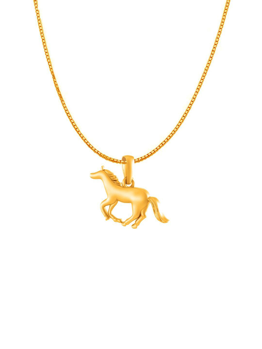 Metronaut 925 Silver 22K Gold-Plated Horse Pendant With Box Chain