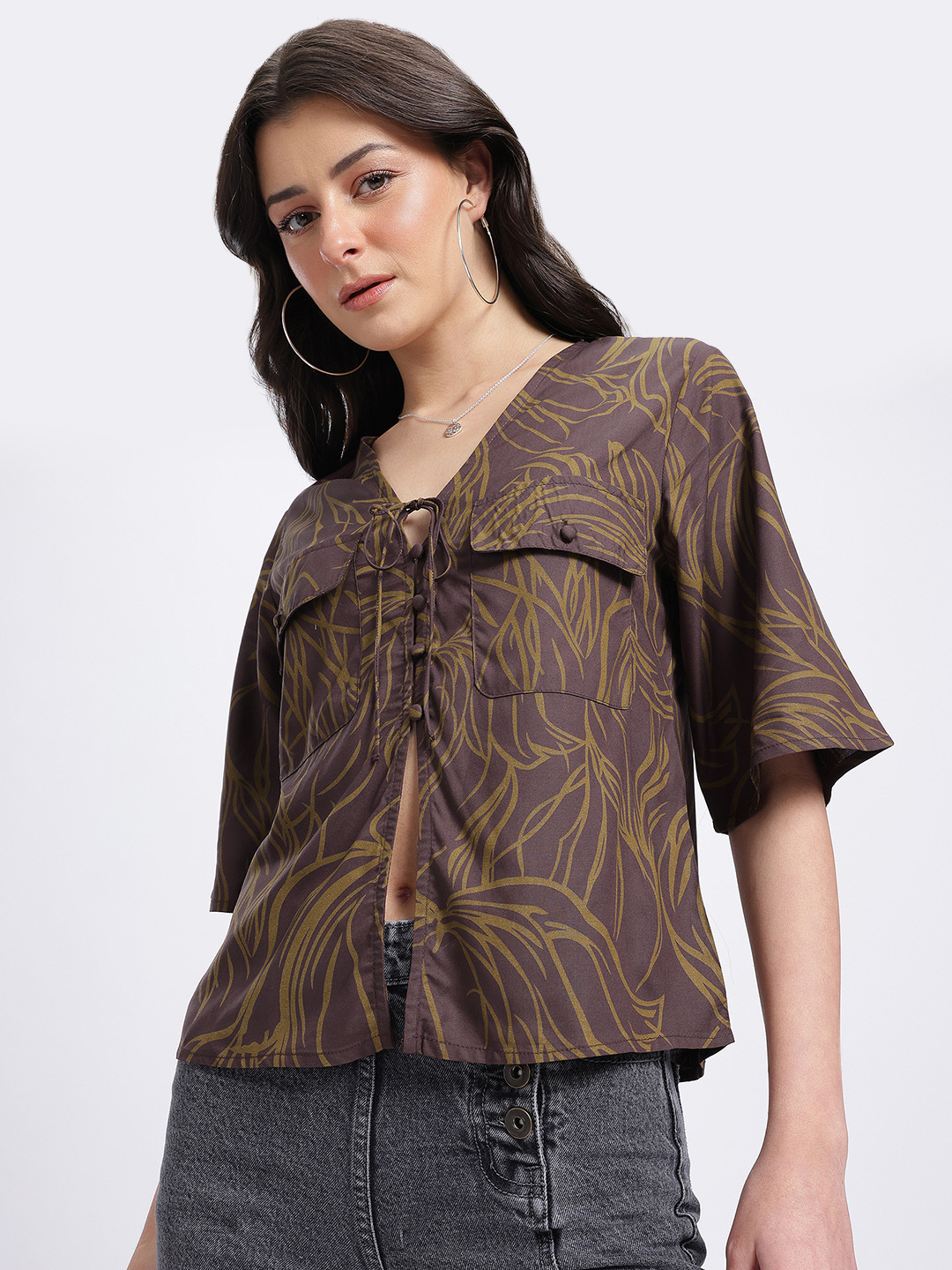 glitchez Pocket Printed Top