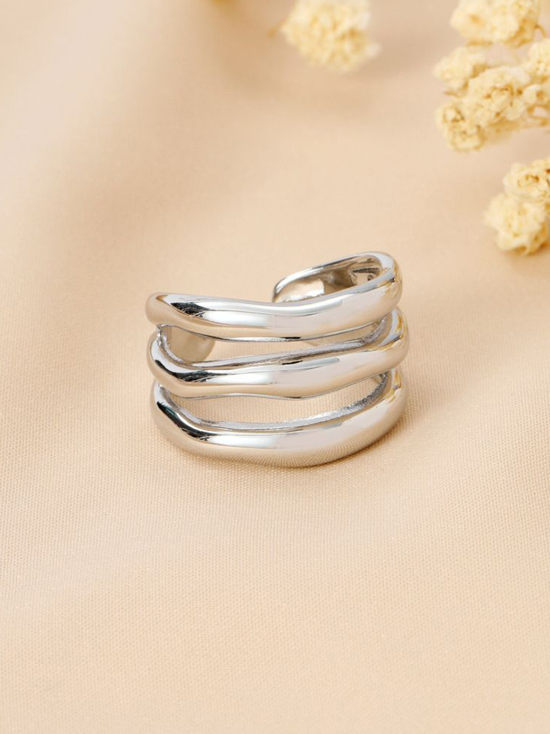 SALTY Trendy Golden Multi Spiral Ring for Women & Girls Stylish Adjustable Finger Ring