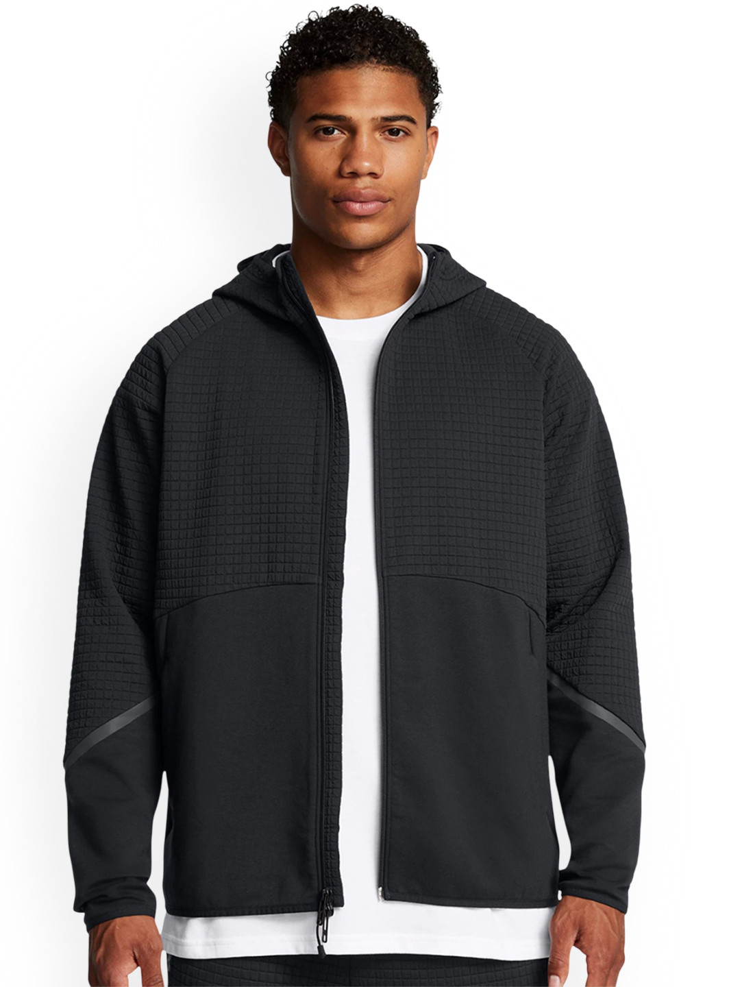 UNDER ARMOUR Men Unstoppable Grid Textured Hooded Full-Zip Sports Jacket