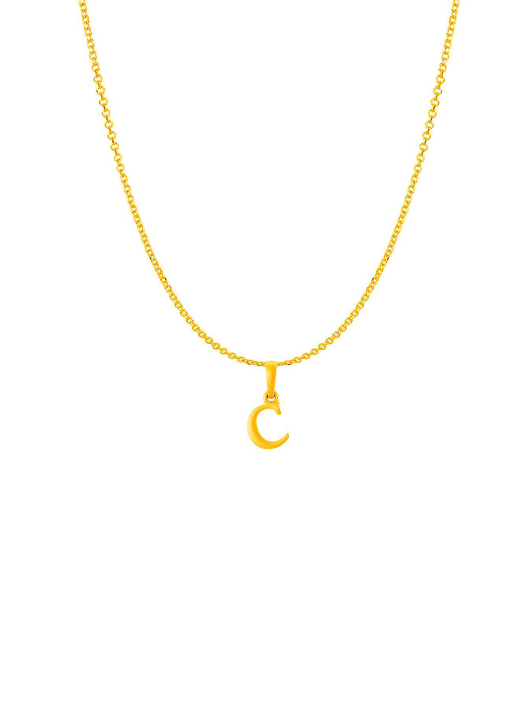 Metronaut Men 925 Sterling Silver 22KTGold-Plated C Alphabet Pendant With Anchor Chain