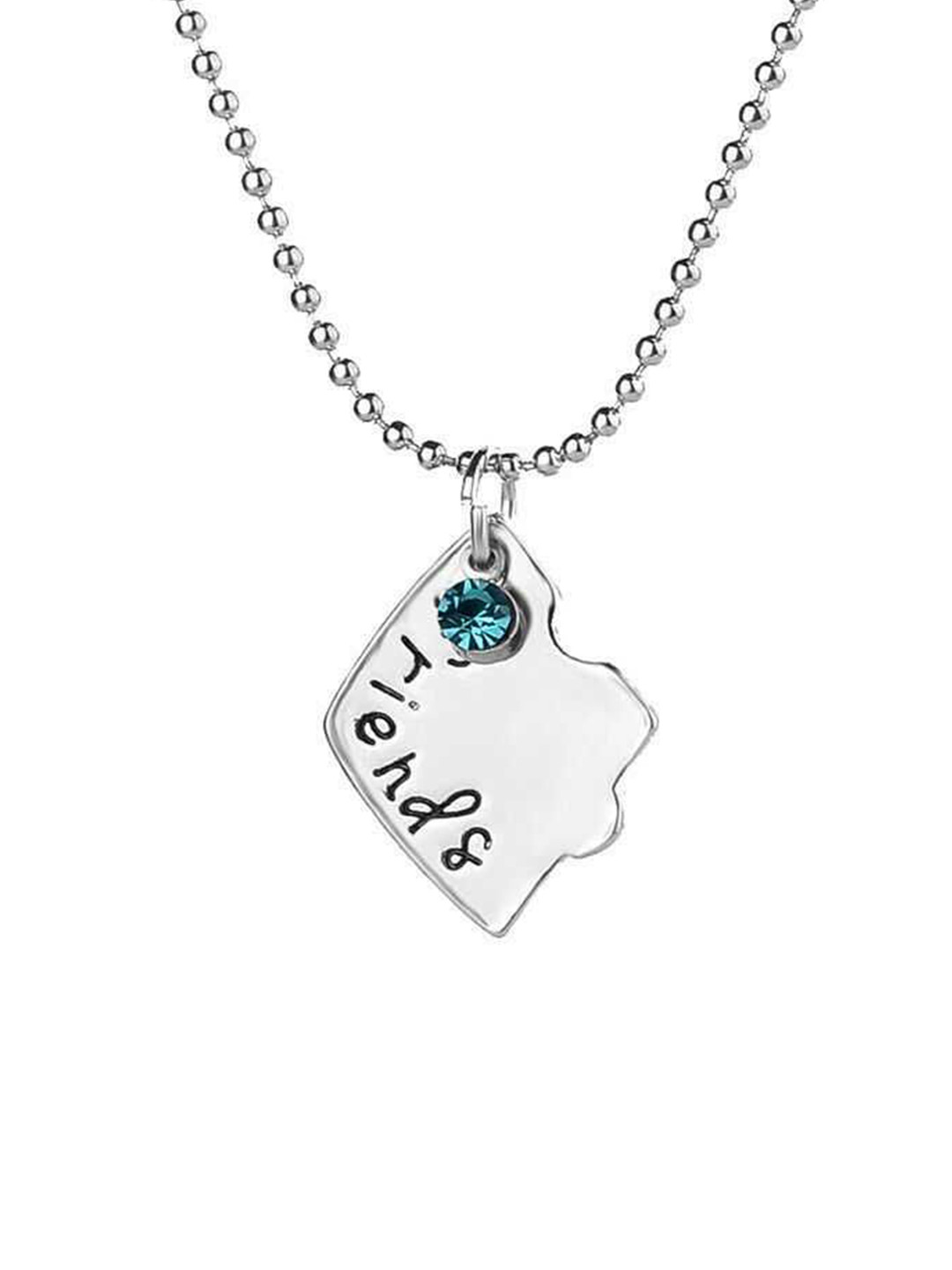 Bling Queen Unisex Set Of 3 Stainless Steel Silver-Plated Pendants With Chains