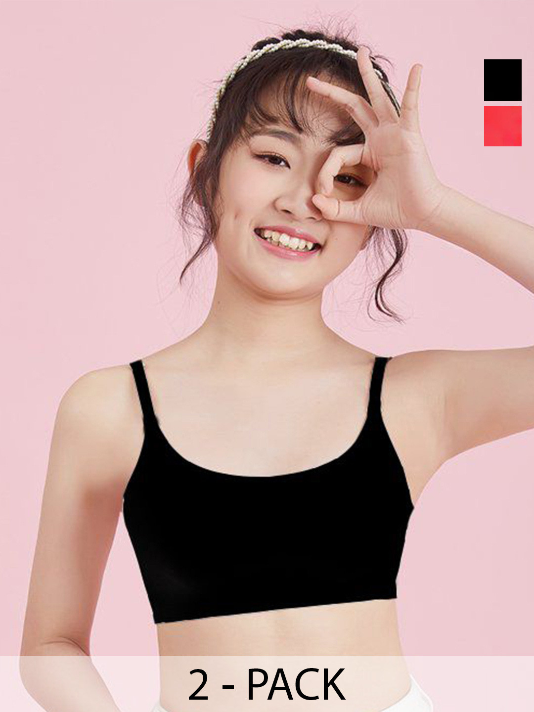 BRAAFEE Girls Pack Of 2 Full Coverage Cotton Beginners Bra