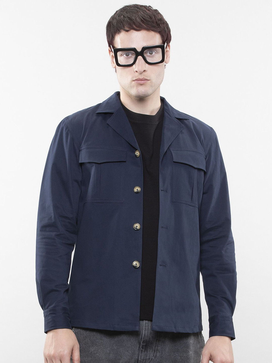 LOVE PANGOLIN Men Lightweight Open Front Overshirt Jacket