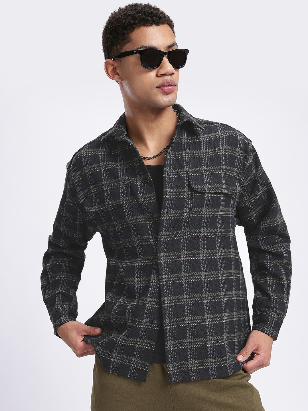 glitchez Checkered Relaxed Shacket