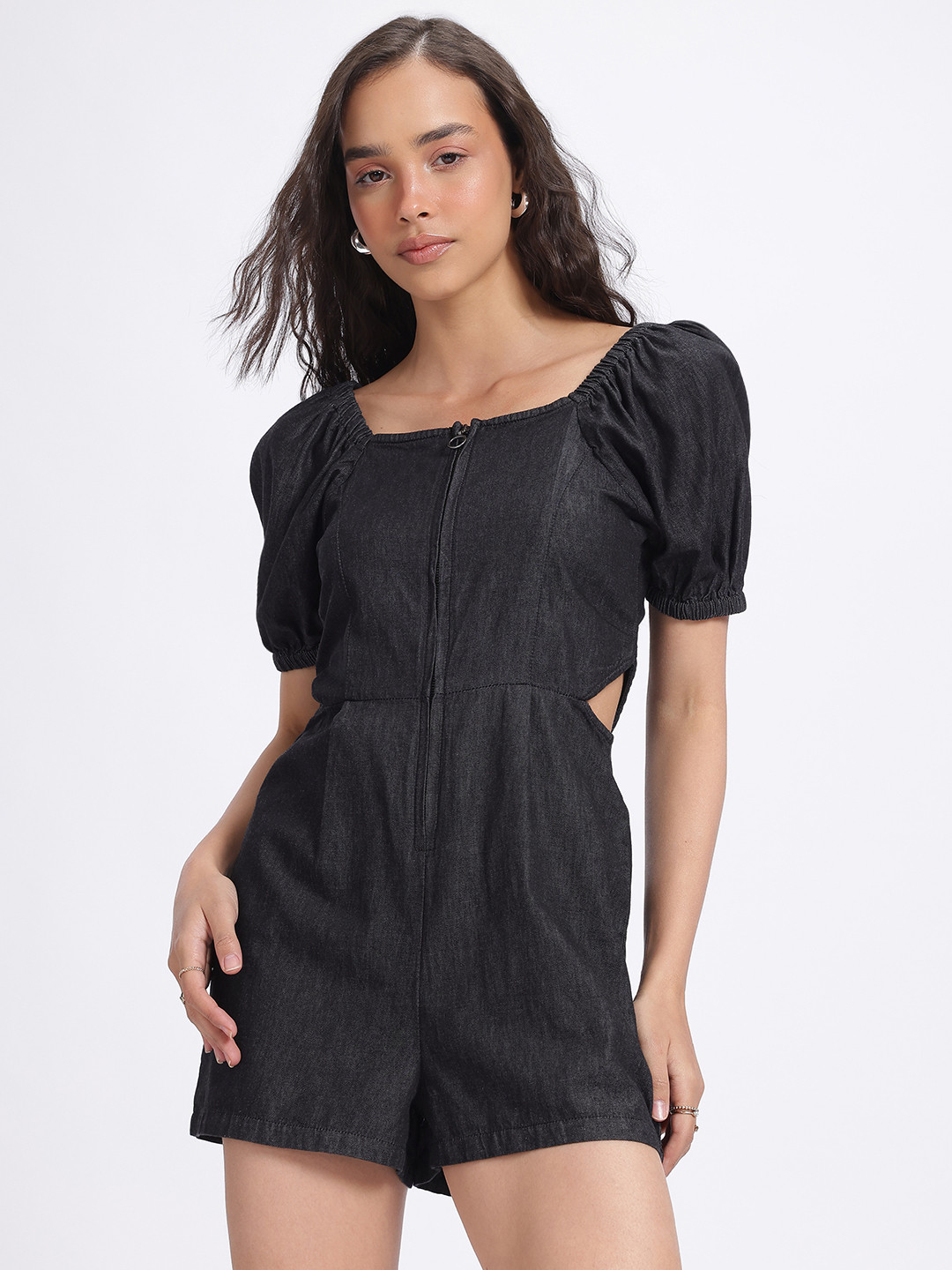glitchez Cut-Out Casuals Chambray Playsuit