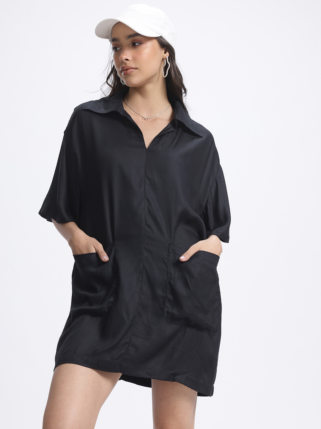 glitchez Oversized Shirt-Style Dress